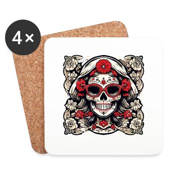La Catrina / Dia de Muertos / Tattoo / Culture - Coasters (set of 4) - white - Front