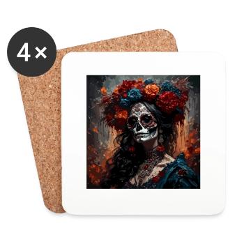 La Catrina / Dia de Muertos / Tatouage / Culture - Dessous de verre (lot de 4) - blanc - Devant