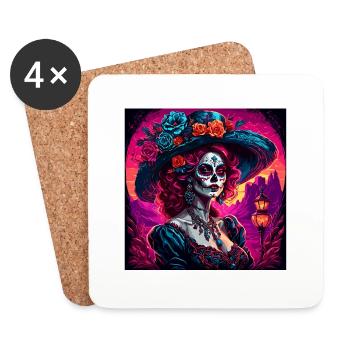 La Catrina / Tattoo / Mexico / Skull / Skull - Coasters (set of 4) - white - Front