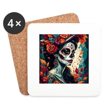 La Catrina/ Tattoo / Mexico / Skull / Skull - Coasters (set of 4) - white - Front