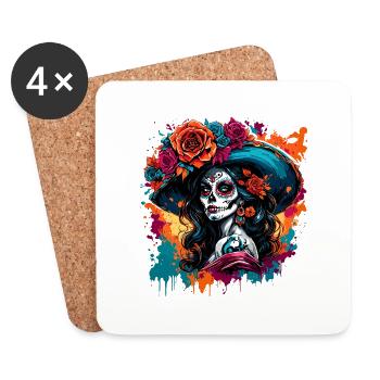 La Catrina/ Tattoo / Mexico / Skull / Skull - Coasters (set of 4) - white - Front