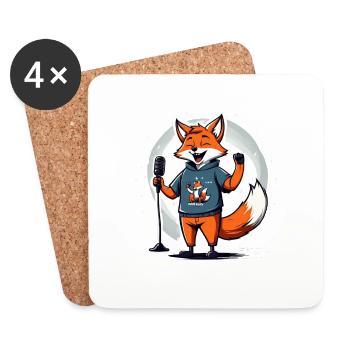 Singing fox singer with microphone - Coasters (set of 4) - white - Front