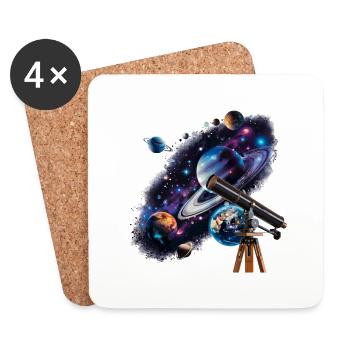Discovering distant planets with a telescope - Coasters (set of 4) - white - Front
