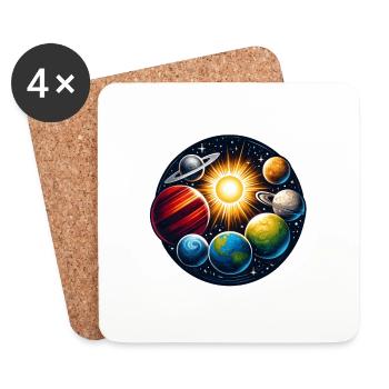 Sonnensystem - Untersetzer (4er-Set) - Weiß - Vorne