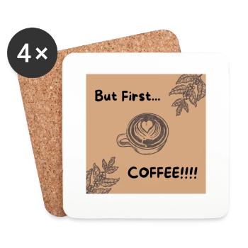 Braun Beige Illustrativ Modern Kaffee Barista Café - Untersetzer (4er-Set) - Weiß - Vorne