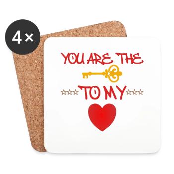 Love, Friends, Family, Partners, Happiness, Life, Fun - Coasters (set of 4) - white - Front
