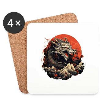 Dieu Dragon de l’Eau - Dessous de verre (lot de 4) - blanc - Devant