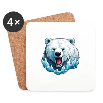 Ours polaire / Animal / Norpol / hiver / enfantin / mignon - Dessous de verre (lot de 4) - blanc - Devant
