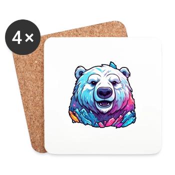Ours polaire / Animal / Norpol / hiver / enfantin / mignon - Dessous de verre (lot de 4) - blanc - Devant