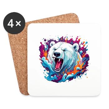 Ours polaire / Animal / Norpol / hiver / enfantin / mignon - Dessous de verre (lot de 4) - blanc - Devant