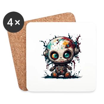 Horror Puppe / Halloween / gruselig / düster - Untersetzer (4er-Set) - Weiß - Vorne
