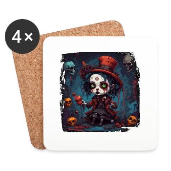 Horror Puppe / Halloween / gruselig / düster - Untersetzer (4er-Set) - Weiß - Vorne
