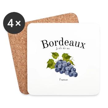 Bordeaux - France - City of Wine - Travel - Coasters (set of 4) - white - Front