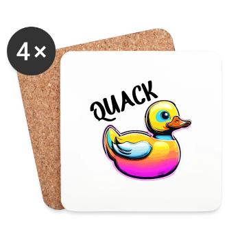 Gummiente / Badeente / Wasser / Badewanne - Untersetzer (4er-Set) - Weiß - Vorne