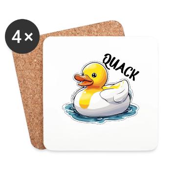 Gummiente / Badeente / Wasser / Badewanne - Untersetzer (4er-Set) - Weiß - Vorne