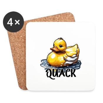Gummiente / Badeente / Wasser / Badewanne - Untersetzer (4er-Set) - Weiß - Vorne