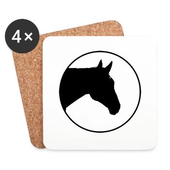 Logo du cheval - Dessous de verre (lot de 4) - blanc - Devant