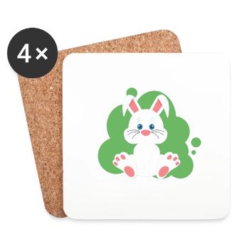 Cartoon Hase Splash - Untersetzer (4er-Set) - Weiß - Vorne