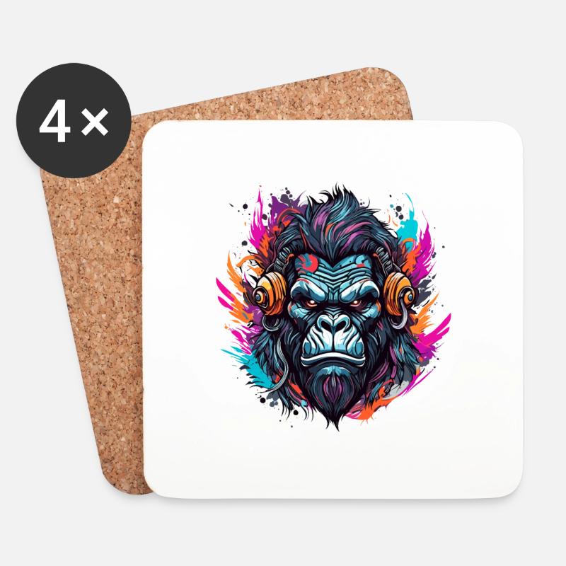 Tattoo / Tier / Kunst / cool / Comic / Gorilla - Untersetzer (4er-Set) - Weiß