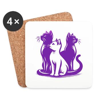 Chat, Chat, Chats, Animaux De Compagnie, Animal De Compagnie, Mignon, Animal, Animal De Compagnie - Dessous de verre (lot de 4) - blanc - Devant