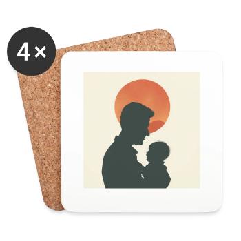 Papa-Silhouette - Untersetzer (4er-Set) - Weiß - Vorne