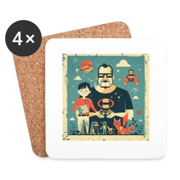 Foto mit Papa - Untersetzer (4er-Set) - Weiß - Vorne