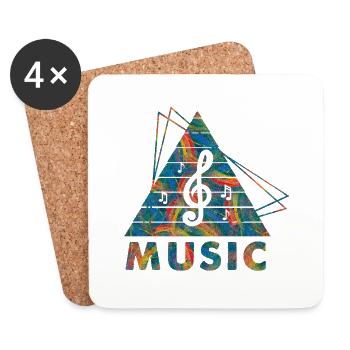 dj musique rétro heavy metal Hard Rock Punk vinyle mx - Dessous de verre (lot de 4) - blanc - Devant