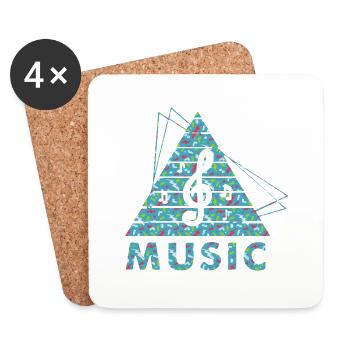 dj musique rétro heavy metal Hard Rock Punk vinyle mx - Dessous de verre (lot de 4) - blanc - Devant