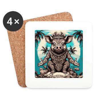 Tattoo / Tier / Kunst / cool / Comic / Schwein - Untersetzer (4er-Set) - Weiß - Vorne