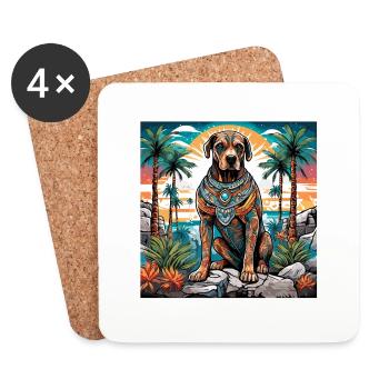 Tattoo / Tier / Kunst / cool / Comic / Hund - Untersetzer (4er-Set) - Weiß - Vorne
