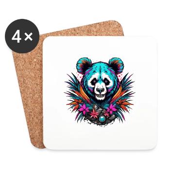 Tattoo / Animal / Art / Cool / Comic / Panda - Coasters (set of 4) - white - Front