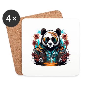 Tattoo / Animal / Art / Cool / Comic / Panda - Coasters (set of 4) - white - Front
