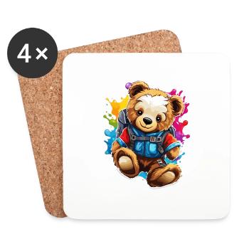 Teddy Bear / Cuddly Toy / Stuffed Animal / Gift Idea - Coasters (set of 4) - white - Front