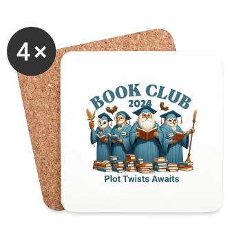 Book Club 2024 Tee: Dive into Stories with Scholar - Coasters (set of 4) - white - Front