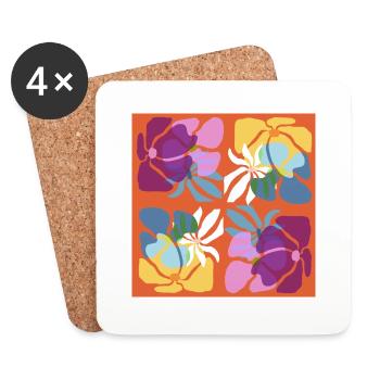 Fleurs sauvages - Dessous de verre (lot de 4) - blanc - Devant