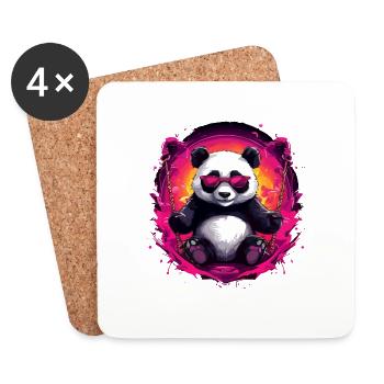 Süßer cooler Panda am Chillen - Untersetzer (4er-Set) - Weiß - Vorne