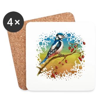 Bunter Vogel - Untersetzer (4er-Set) - Weiß - Vorne