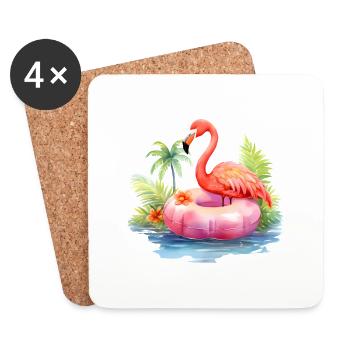 Flamingo in summer - Coasters (set of 4) - white - Front