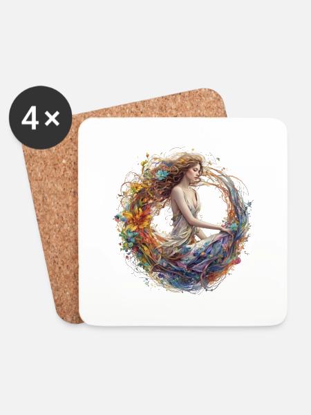 Floral Yoruba meets canvas of colors - Coasters (set of 4) - white