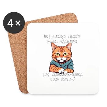 Lustiger Katzen Spruch Ich liege nicht faul herum - Untersetzer (4er-Set) - Weiß - Vorne