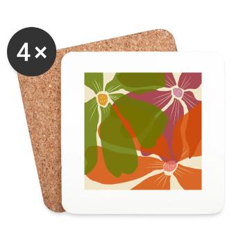 Motif de fleurs - Dessous de verre (lot de 4) - blanc - Devant