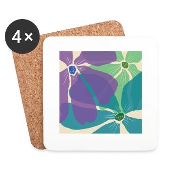 Flower Pattern - Coasters (set of 4) - white - Front