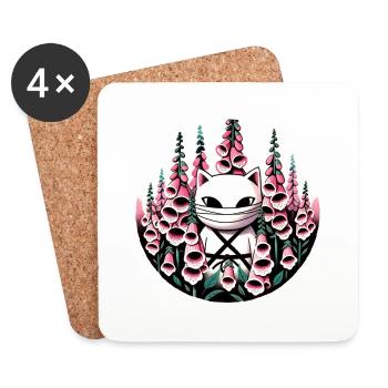 Ninja Cat - Coasters (set of 4) - white - Front