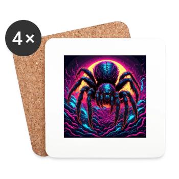 Spinne / Netz / Haustier / Kriechtier / Achtbeiner - Untersetzer (4er-Set) - Weiß - Vorne