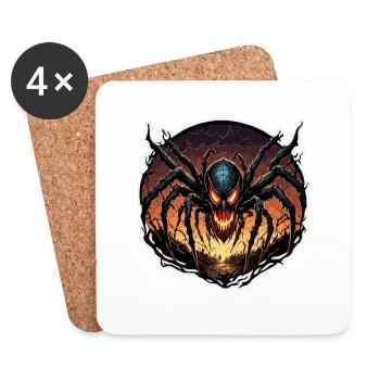 Spinne / Netz / Haustier / Kriechtier / Achtbeiner - Untersetzer (4er-Set) - Weiß - Vorne