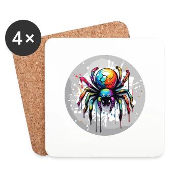 Spinne / Netz / Haustier / Kriechtier / Achtbeiner - Untersetzer (4er-Set) - Weiß - Vorne
