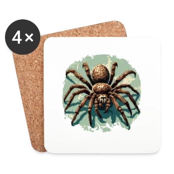 Spinne / Netz / Haustier / Kriechtier / Achtbeiner - Untersetzer (4er-Set) - Weiß - Vorne