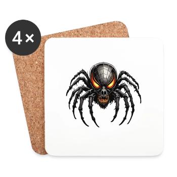 Spinne / Netz / Haustier / Kriechtier / Achtbeiner - Untersetzer (4er-Set) - Weiß - Vorne