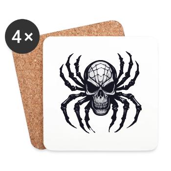 Spinne / Netz / Haustier / Kriechtier / Achtbeiner - Untersetzer (4er-Set) - Weiß - Vorne
