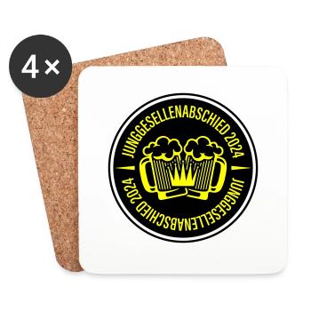 Junggesellenabschied 2024 Bier - Untersetzer (4er-Set) - Weiß - Vorne